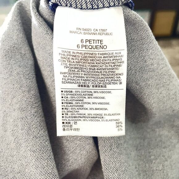 Banana Republic Blue Stretch Sloan Cotton Viscose Spandex Midi Pencil Skirt 6P - Picture 7 of 8